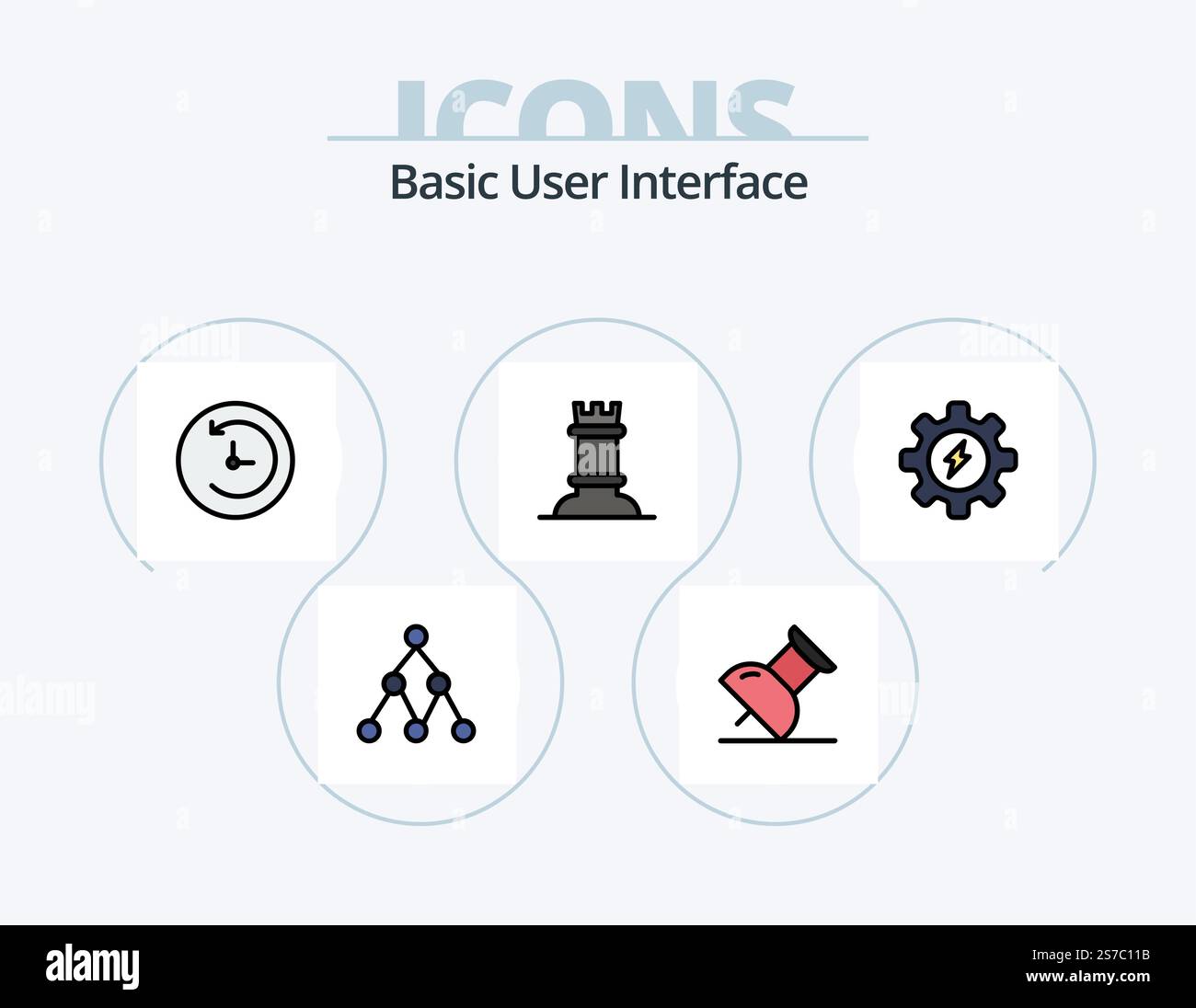 Basic Line Filled Icon Pack 5 Icon Design. . . talk. time machine. backup Stock Vector