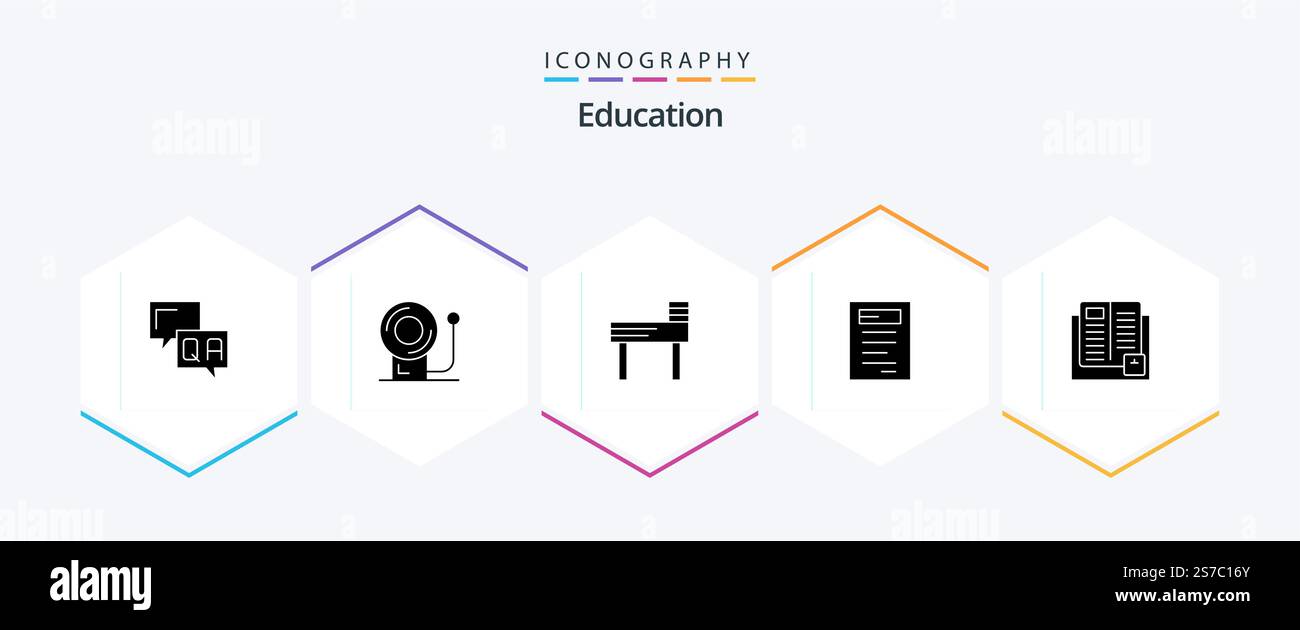 Education 25 Glyph icon pack including book. study. education. Stock Vector