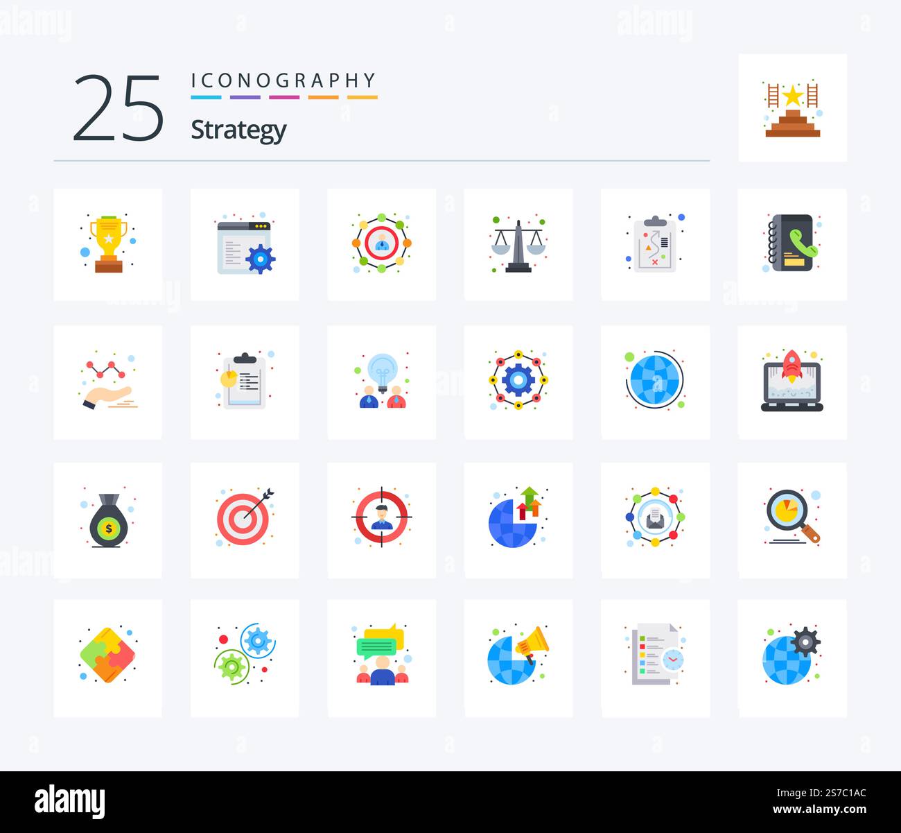Strategy 25 Flat Color icon pack including strategy. clipboard. seo ...