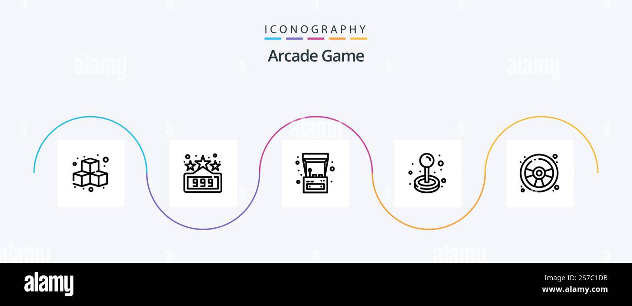 Arcade Line 5 Icon Pack Including game. racing car. fun. play. fun ...