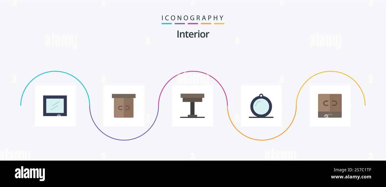 Interior Flat 5 Icon Pack Including furniture. closet. furniture ...