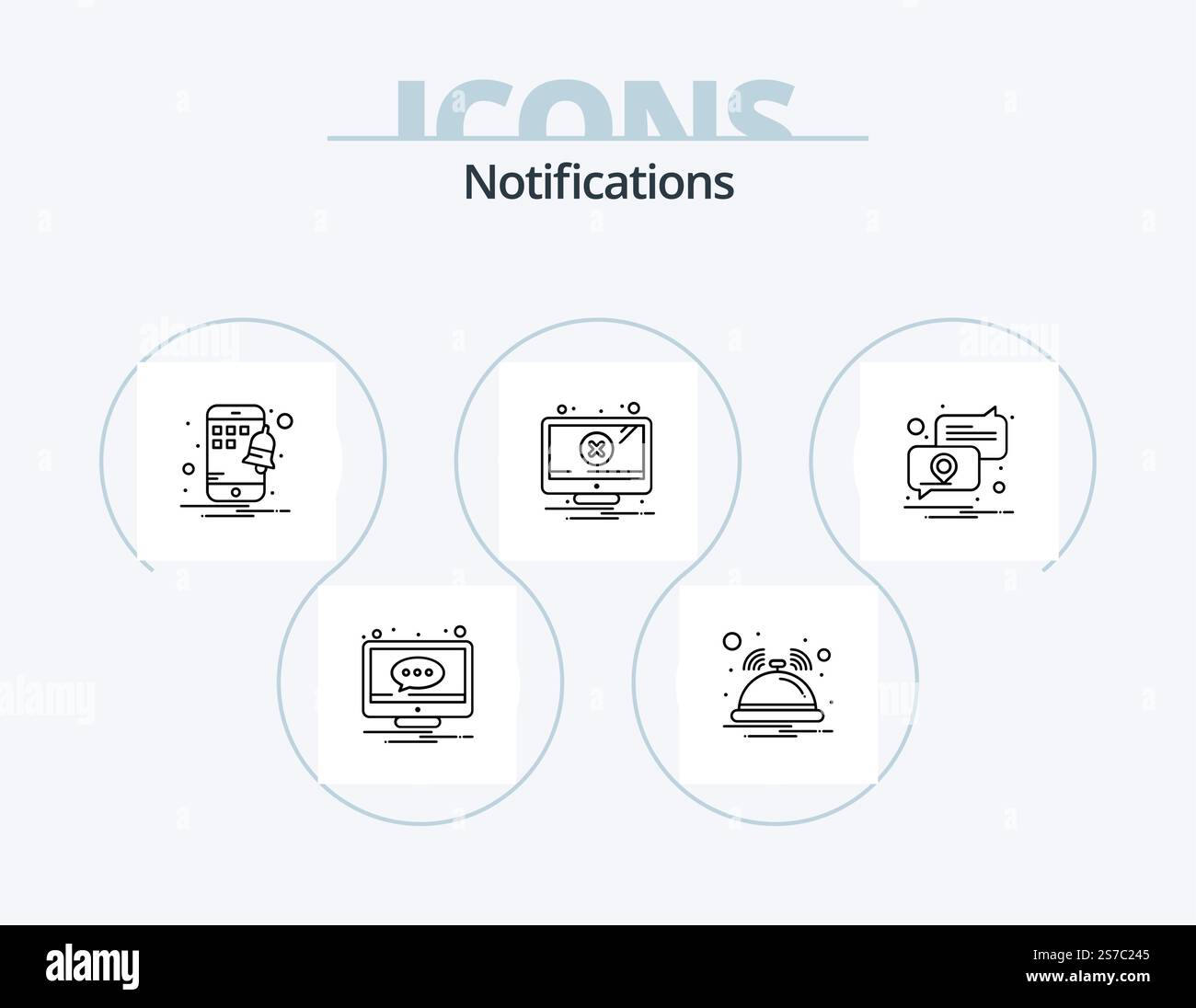 Notifications Line Icon Pack 5 Icon Design. placeholder. notification ...