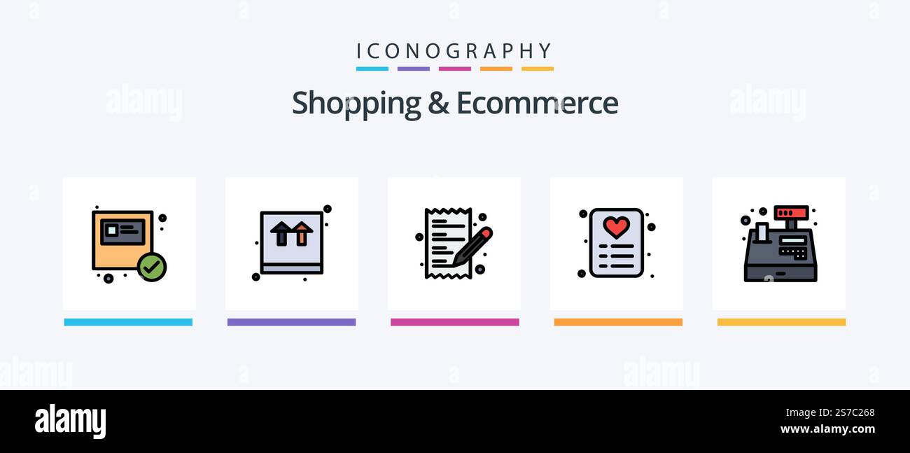 Shopping and Ecommerce Line Filled 5 Icon Pack Including parcel ...
