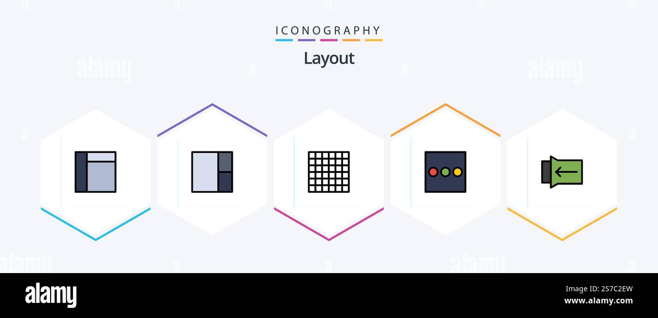 Layout 25 FilledLine icon pack including . Stock Vector