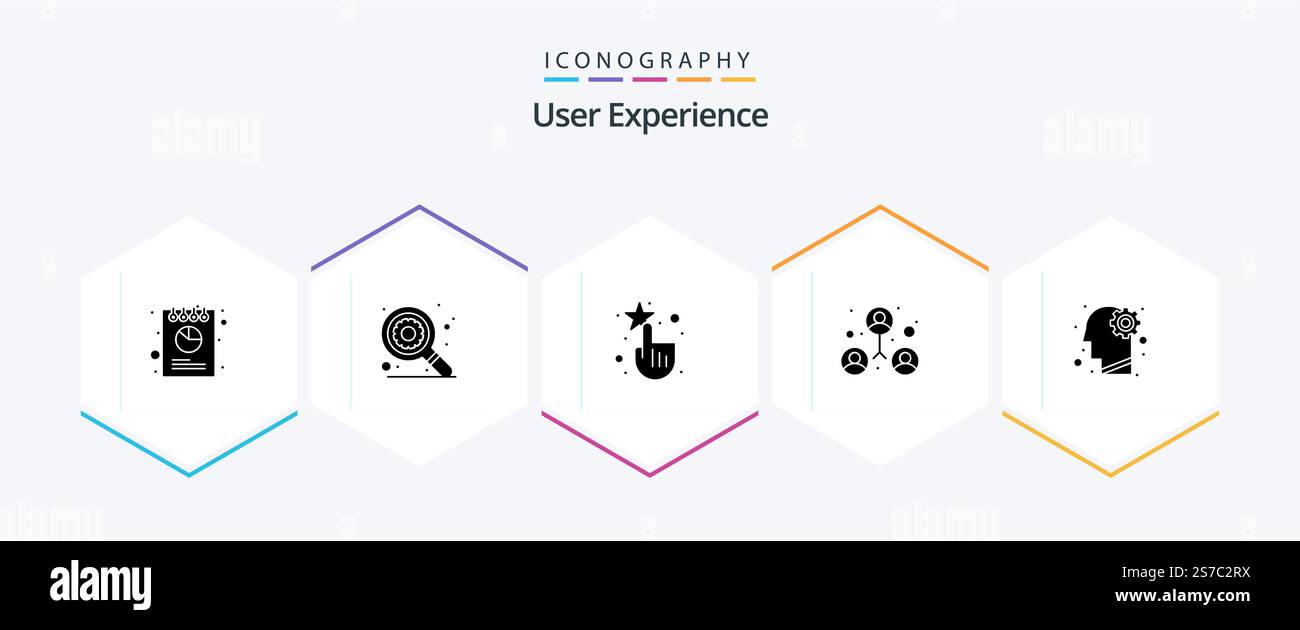 User Experience 25 Glyph icon pack including mind. brain. settings. team. group Stock Vector