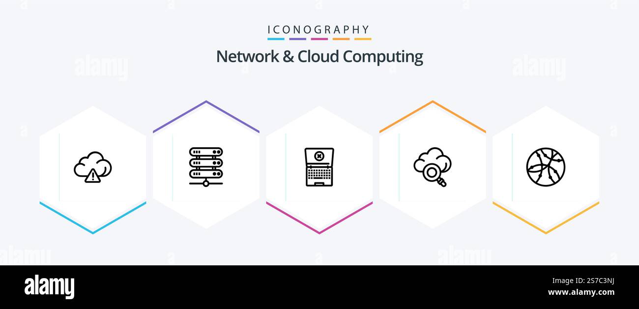Network And Cloud Computing 25 Line icon pack including . network. computing. internet. technology Stock Vector