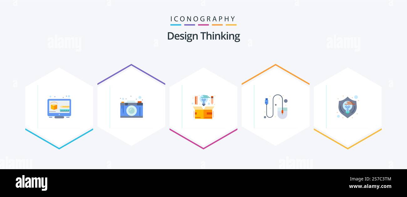 Design Thinking 25 Flat icon pack including tool. hardware. thinking. computer. idea Stock Vector