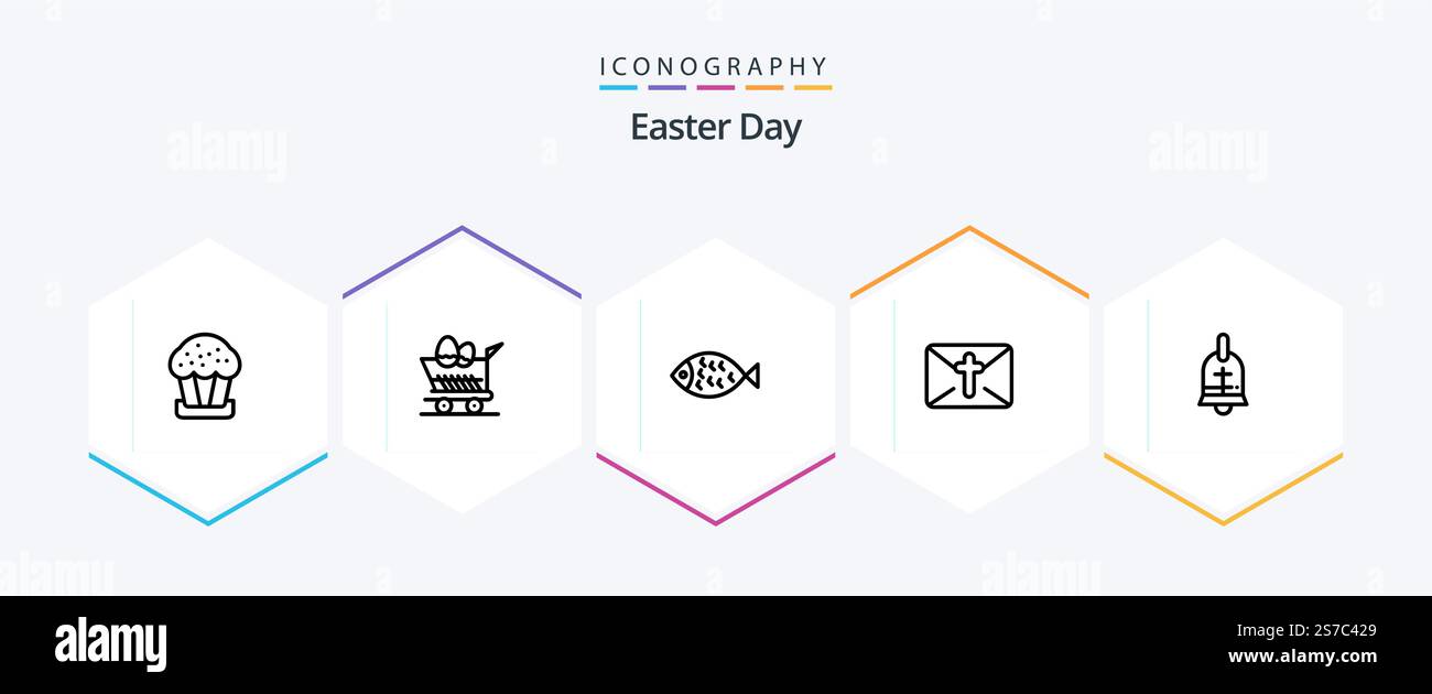 Easter 25 Line icon pack including ring. easter. fish. holiday. massege Stock Vector