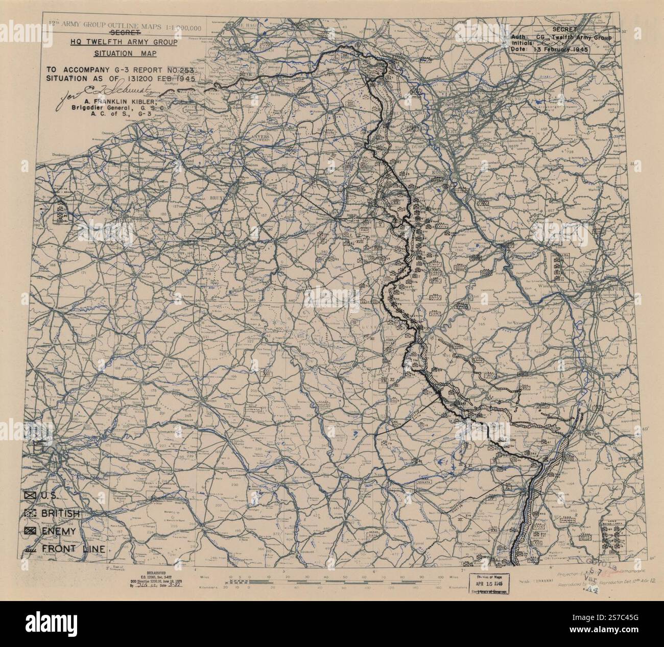 [February 13, 1945], HQ Twelfth Army Group situation map. 1945 by ...