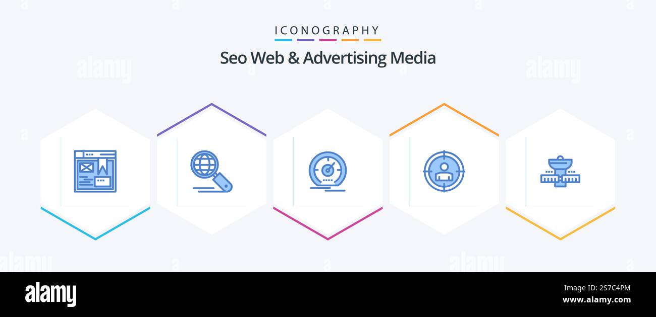 Seo Web And Advertising Media 25 Blue icon pack including gps. audience targeting. gauge. target. speedometer Stock Vector