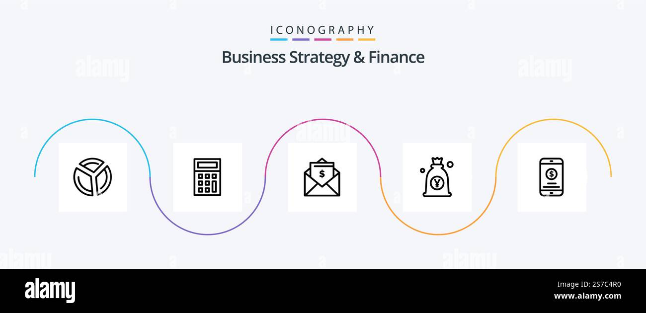 Business Strategy And Finance Line 5 Icon Pack Including japanese . yen ...