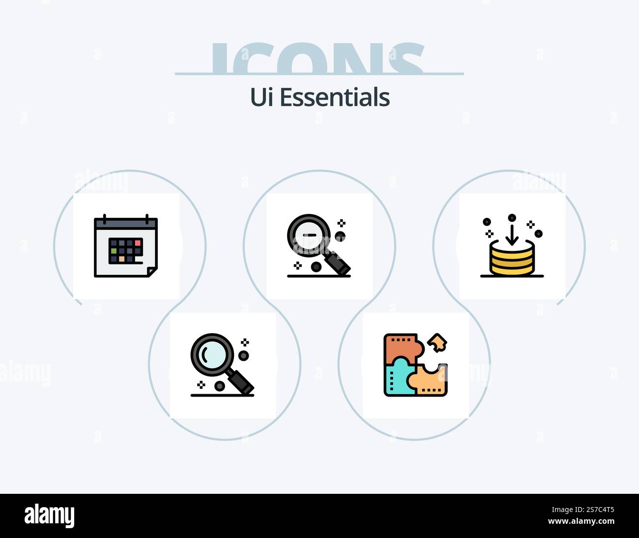 Ui Essentials Line Filled Icon Pack 5 Icon Design. reload. browser. time. usability. prototype Stock Vector