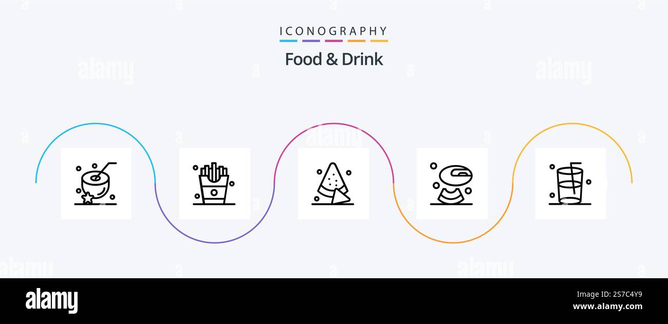 Food And Drink Line 5 Icon Pack Including . food. french fries. melon ...