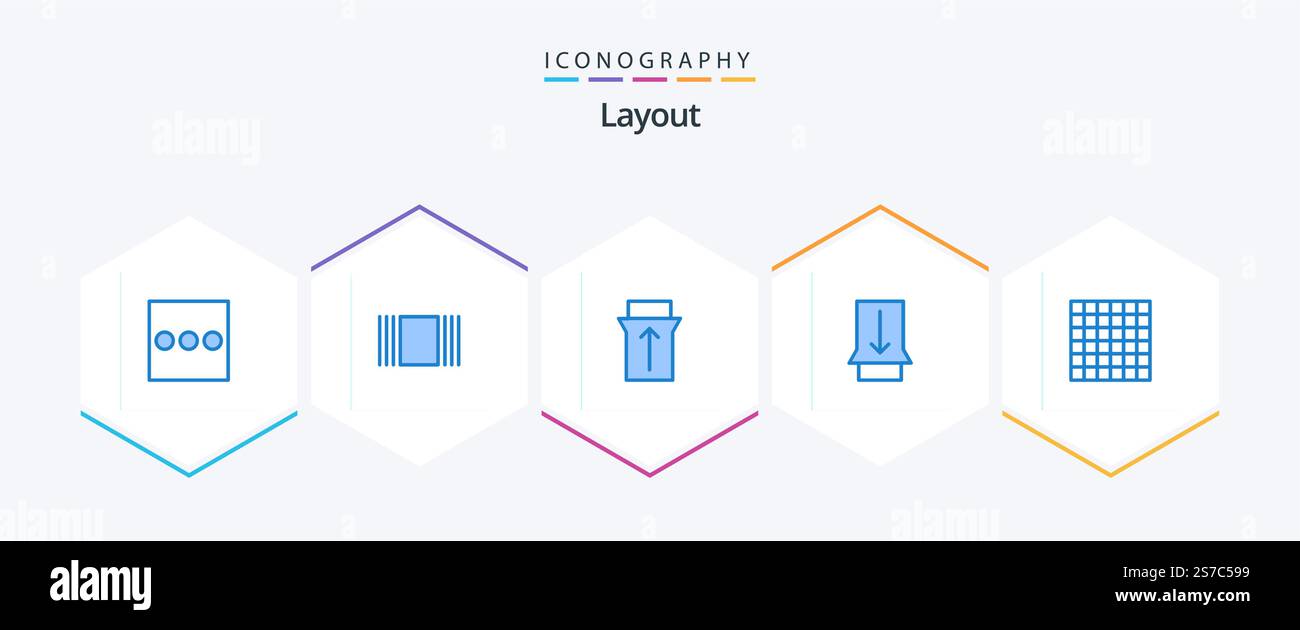 Layout 25 Blue icon pack including . grid. Stock Vector