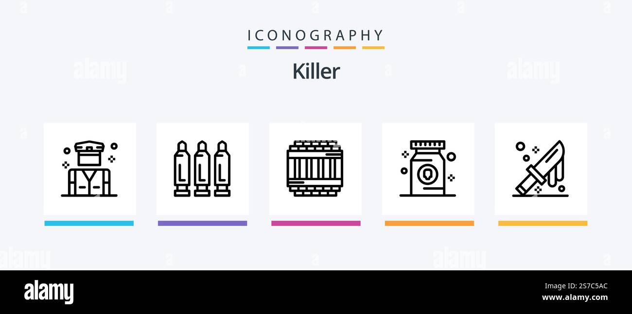 Killer Line 5 Icon Pack Including fire. police. penalty. people. killer ...