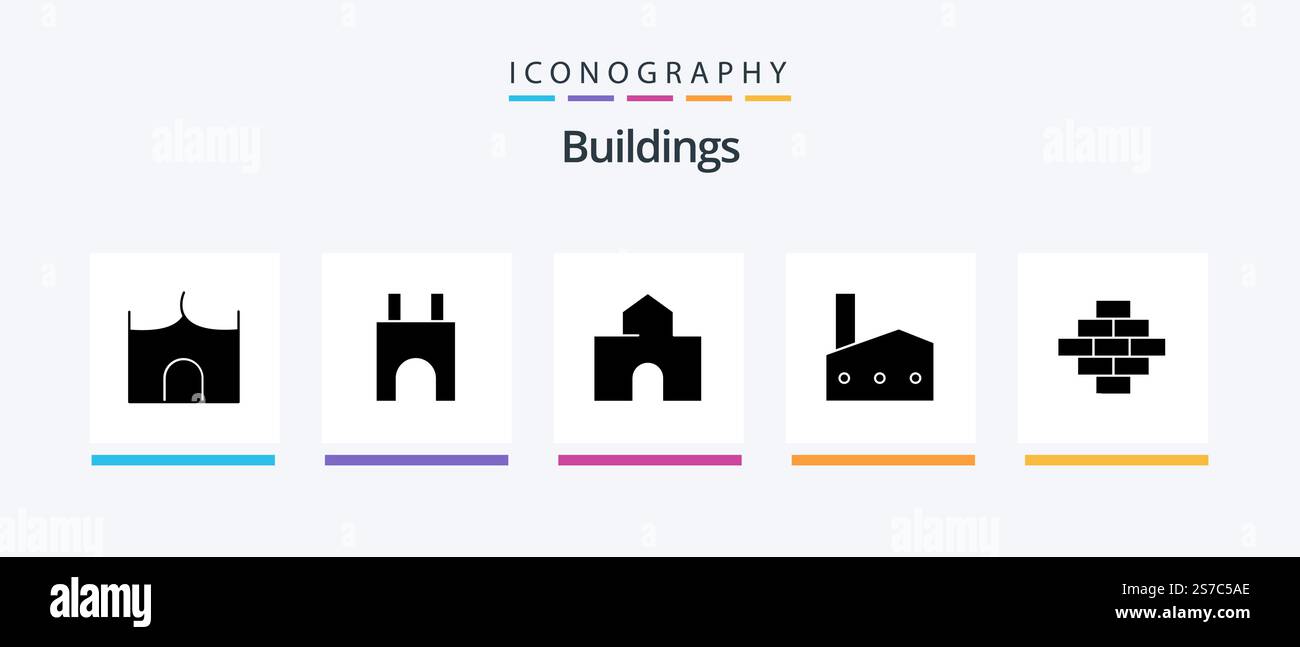 Buildings Glyph 5 Icon Pack Including construction. bricks. landmark ...