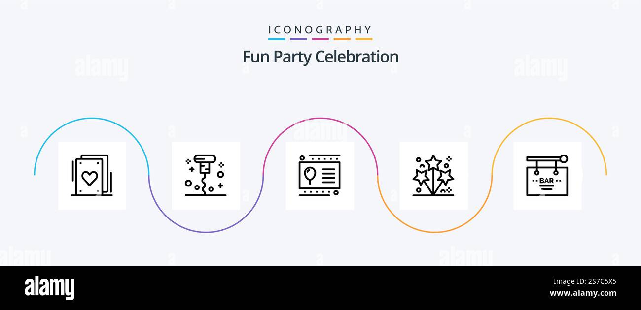 Party Line 5 Icon Pack Including celebration. bar. holiday. spark ...