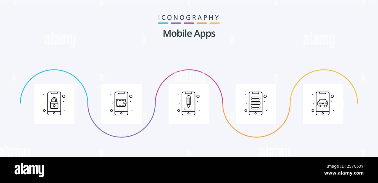 Mobile Apps Line 5 Icon Pack Including interface. apps. wallet. app. ui ...