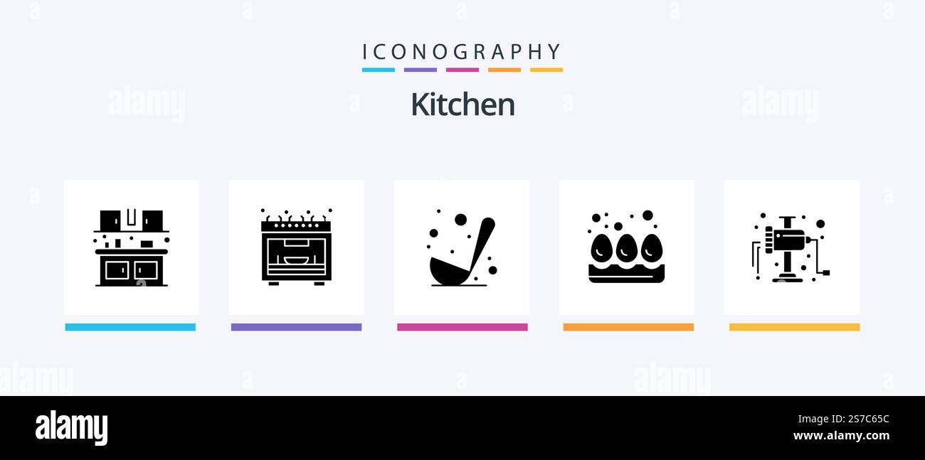 Kitchen Glyph 5 Icon Pack Including . manual. food. grinder. egg ...