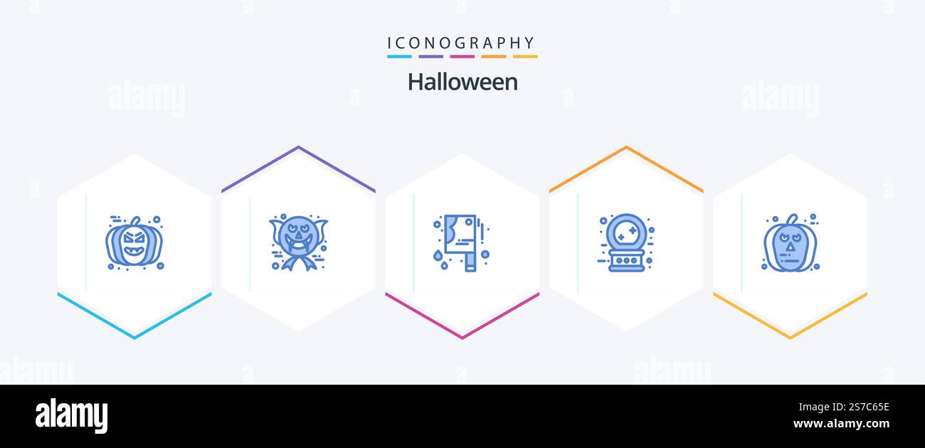 Halloween 25 Blue icon pack including pumpkin. face. bloody knife ...