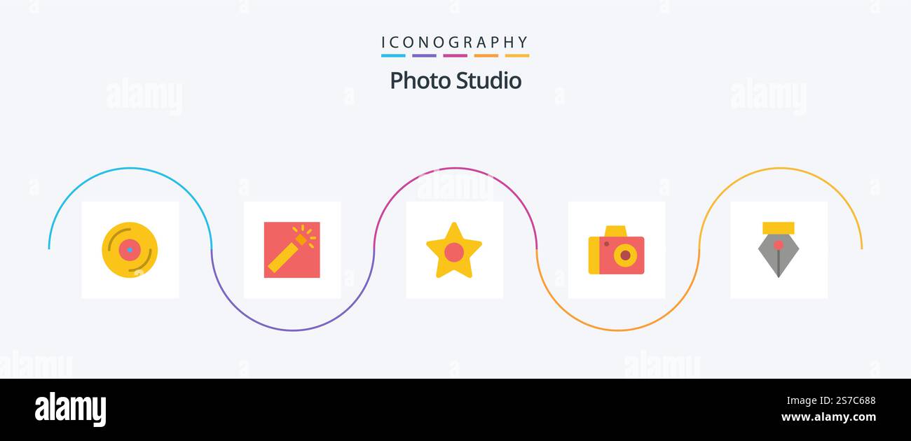 Photo Studio Flat 5 Icon Pack Including . photo. media. pen. studio ...