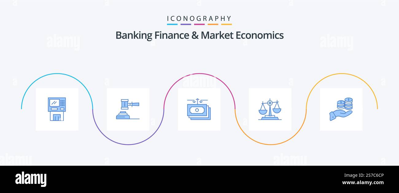 Banking Finance And Market Economics Blue 5 Icon Pack Including flow ...