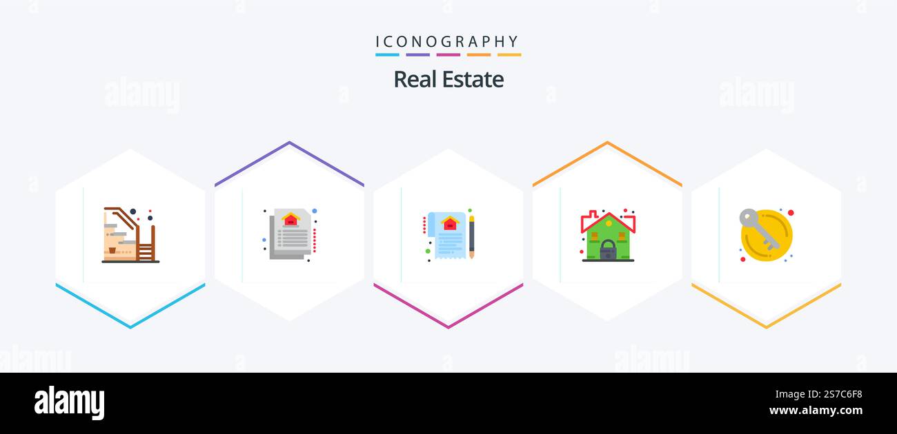 Real Estate 25 Flat icon pack including door. real. document. lock ...
