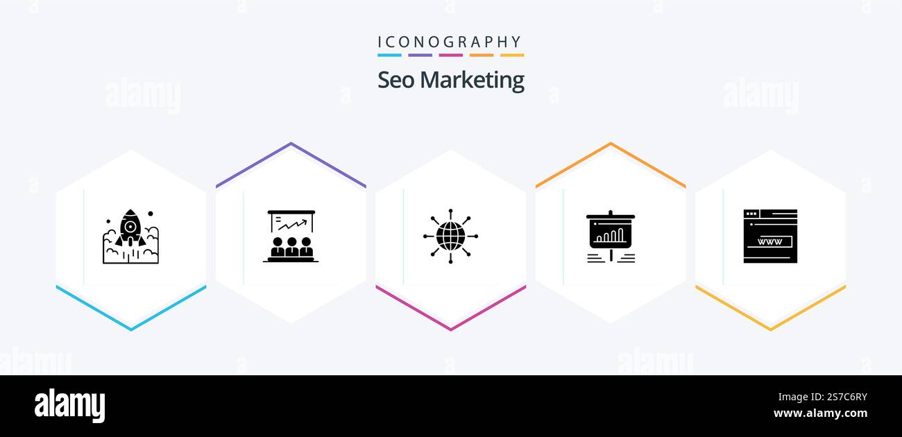 Seo Marketing 25 Glyph icon pack including chart. presentation. team ...