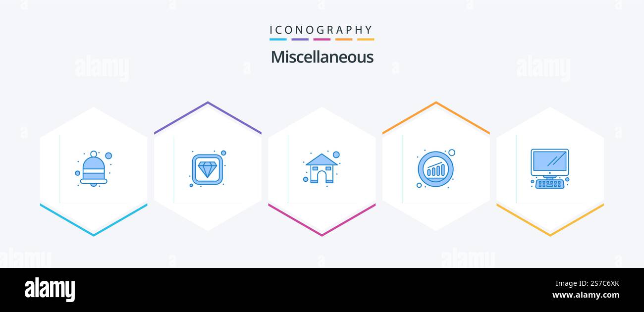 Miscellaneous 25 Blue icon pack including desktop. home. graph. analytics Stock Vector