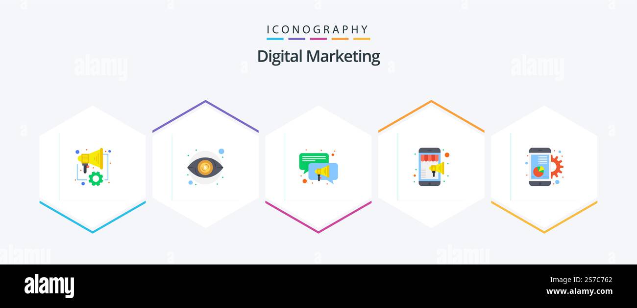 Digital Marketing 25 Flat icon pack including graph. chart ...