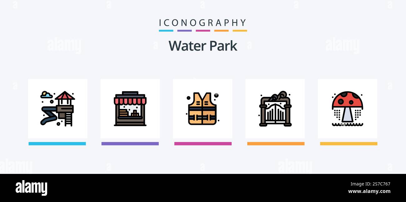 Water Park Line Filled 5 Icon Pack Including . park. park. water ...