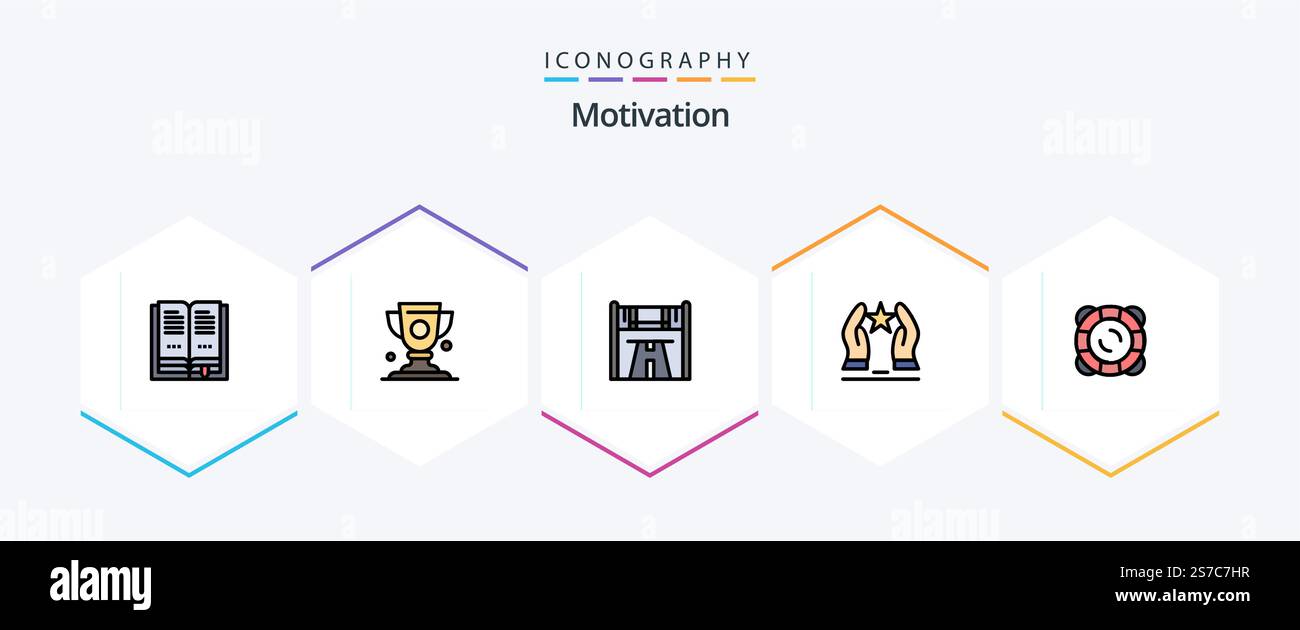 Motivation 25 FilledLine icon pack including safety. star. start ...