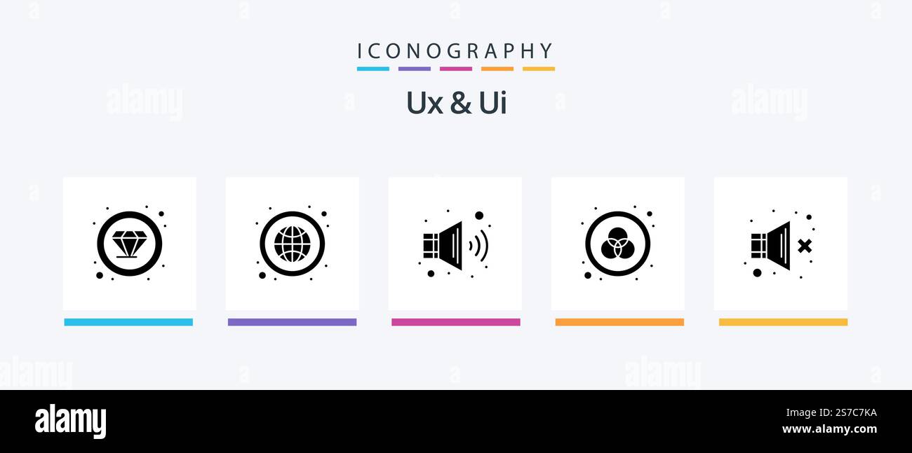 Ux And Ui Glyph 5 Icon Pack Including volume off. mute. audio. paint ...