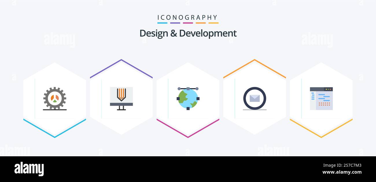 Design and Development 25 Flat icon pack including online. development ...