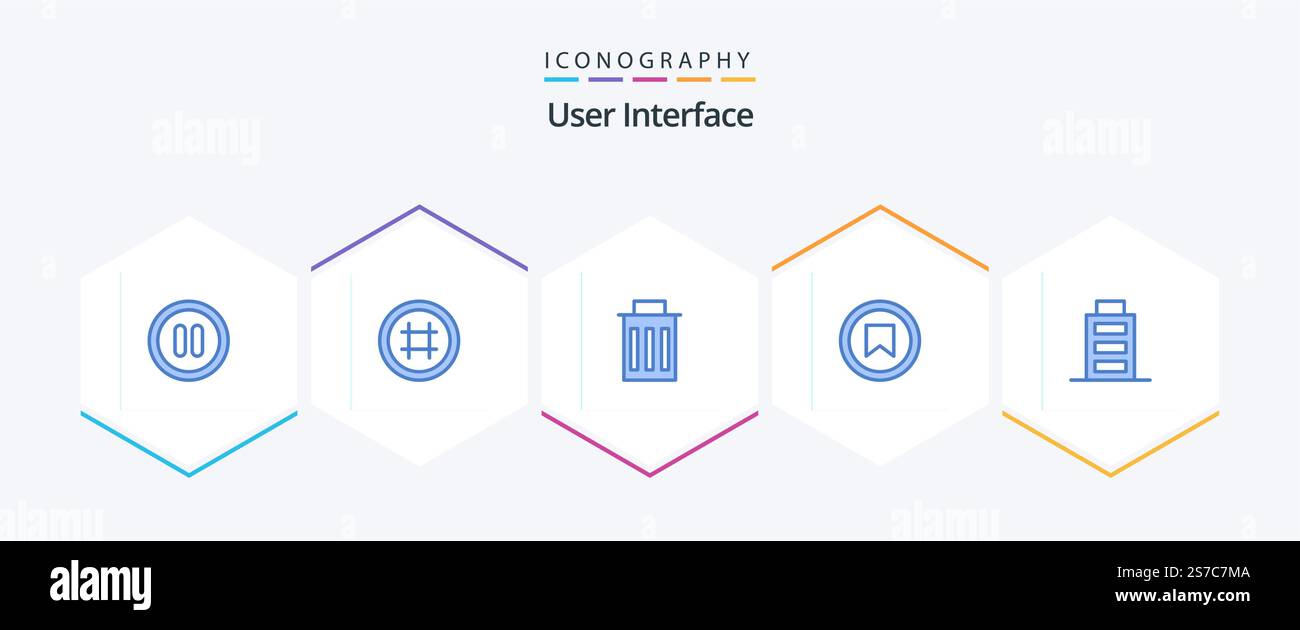 User Interface 25 Blue icon pack including user. battery. interface. user. plus Stock Vector