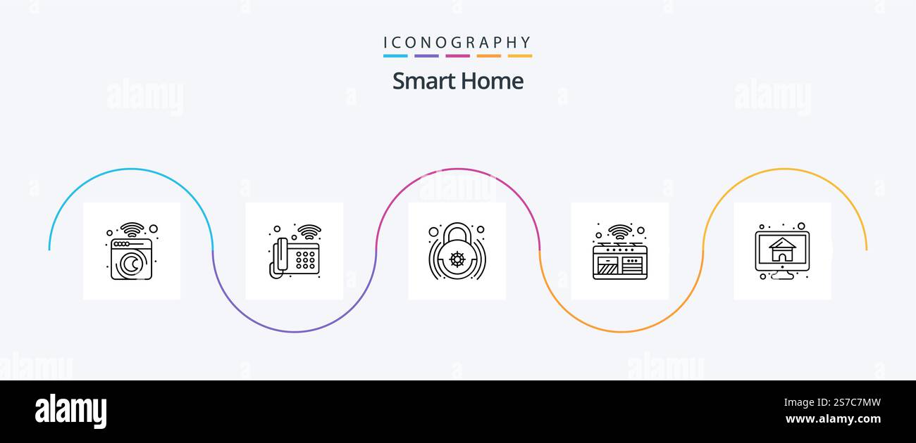 Smart Home Line 5 Icon Pack Including stove. smart. wifi. oven. smart ...