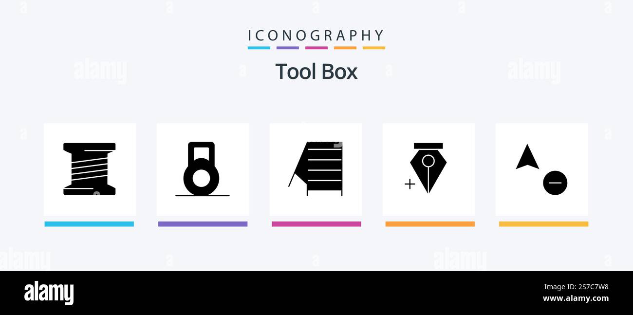 Tools Glyph 5 Icon Pack Including . anchor. cursor. Creative Icons Design Stock Vector
