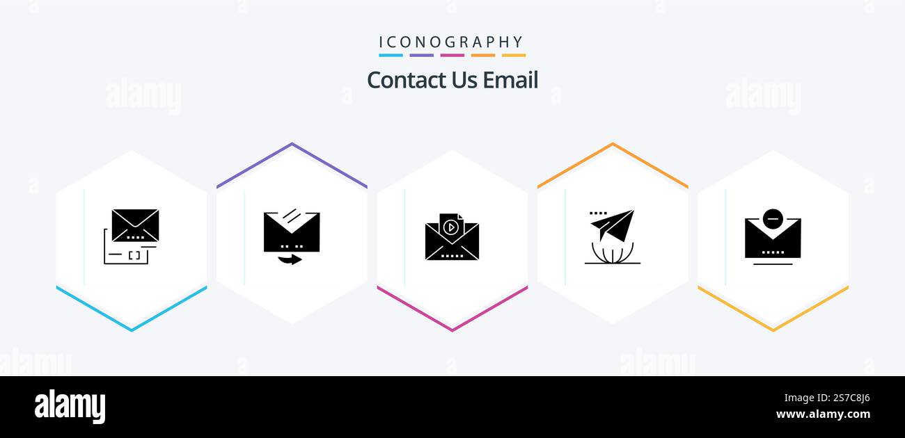 Email 25 Glyph icon pack including remove. email. email. send. internet Stock Vector