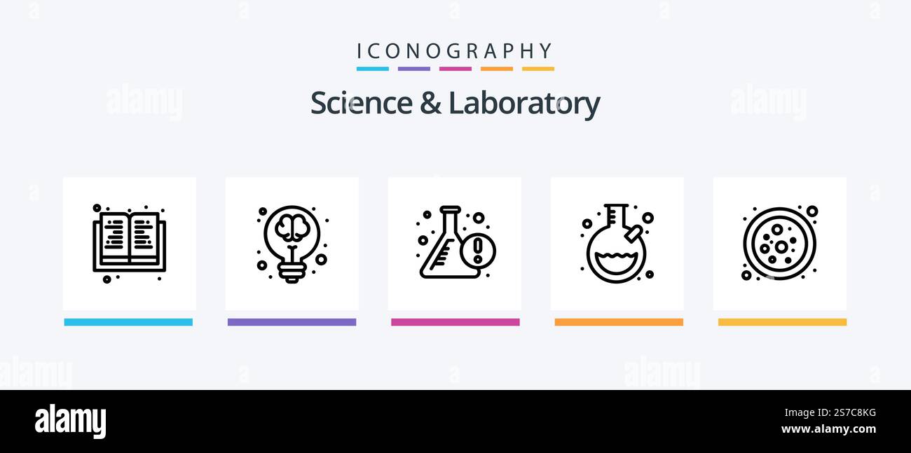 Science Line 5 Icon Pack Including tube. lab. test tube. gear. virus ...