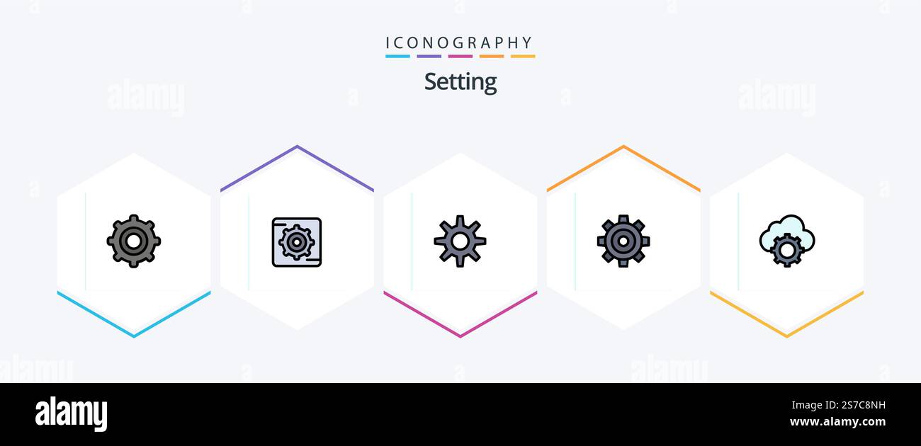 Setting 25 FilledLine icon pack including . cloud-computing. wheel. cloud. setting Stock Vector