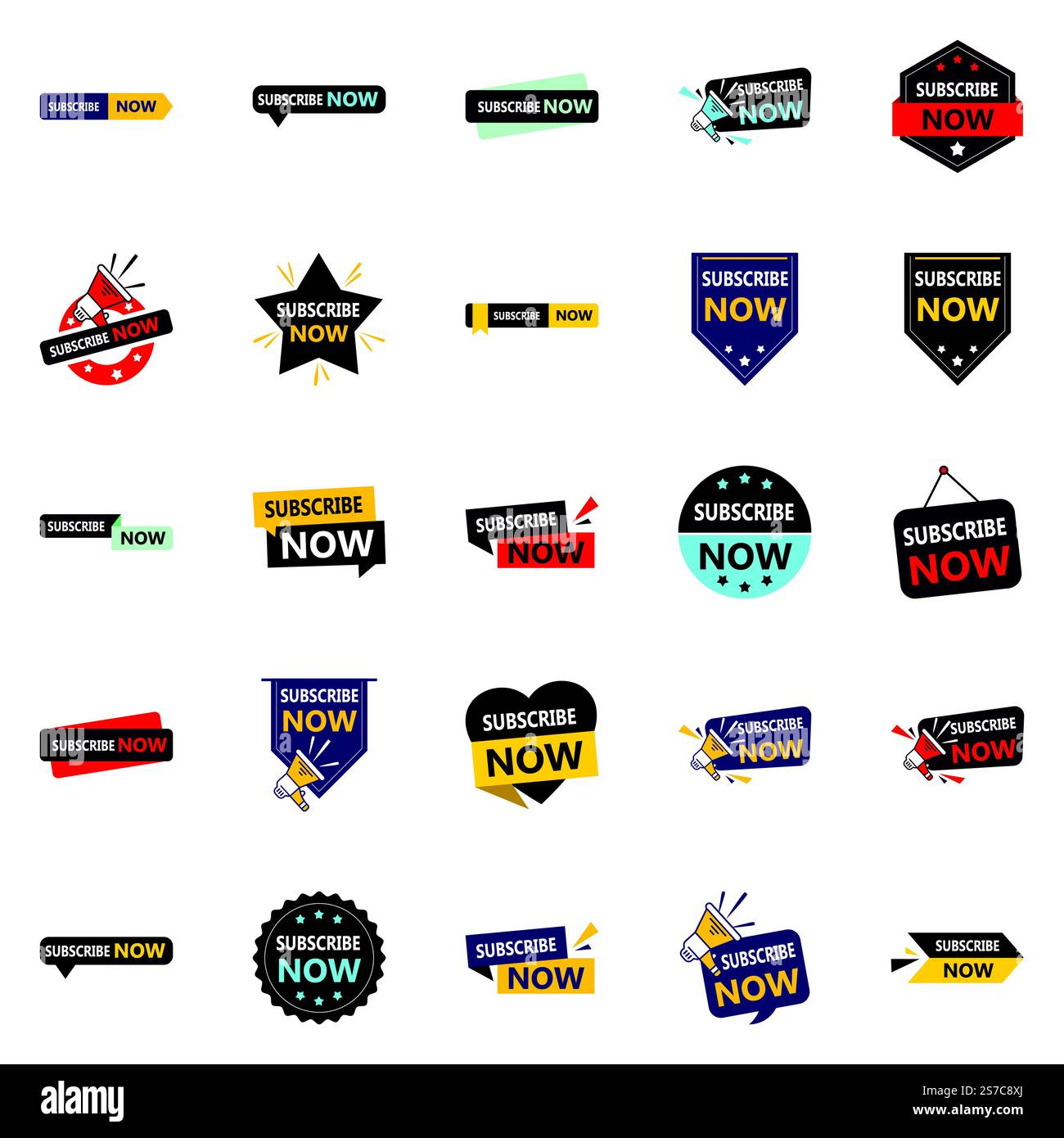 Subscribe Now 25 Vector Banners Pack for Maximum Impact Stock Vector ...