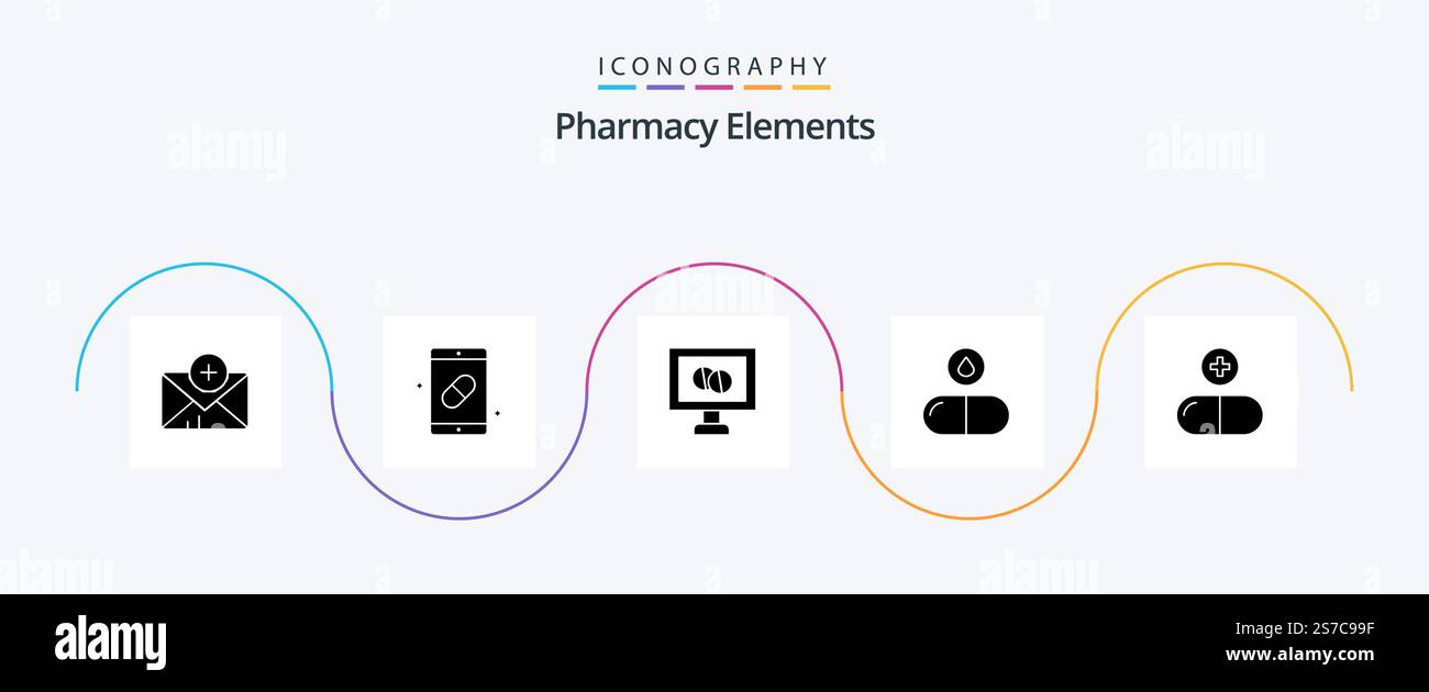 Pharmacy Elements Glyph 5 Icon Pack Including drop . drug . medicine ...