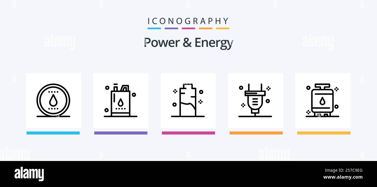 Power And Energy Line 5 Icon Pack Including molecule. atom. electricity ...