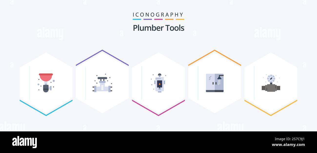Plumber 25 Flat icon pack including shower. plumber. system. fire. design Stock Vector