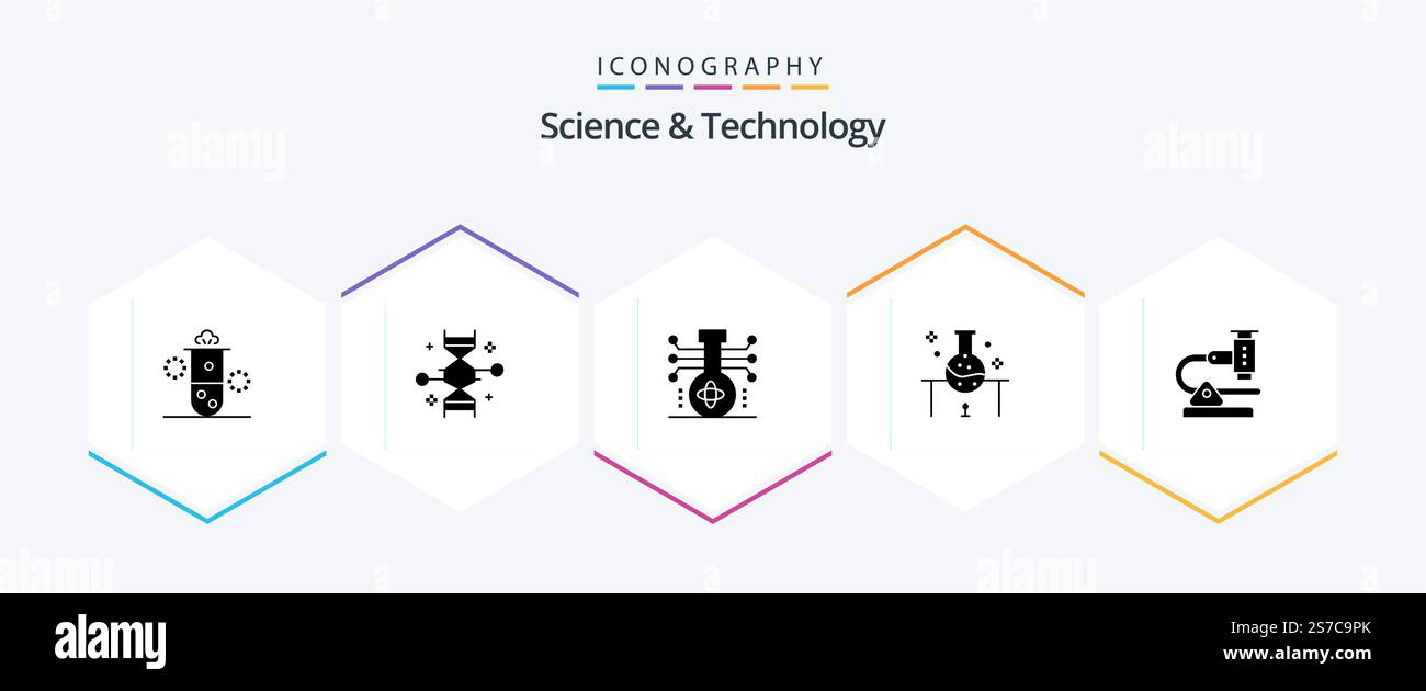 Science And Technology 25 Glyph icon pack including science. laboratory. genetic modification. technology. molecule Stock Vector