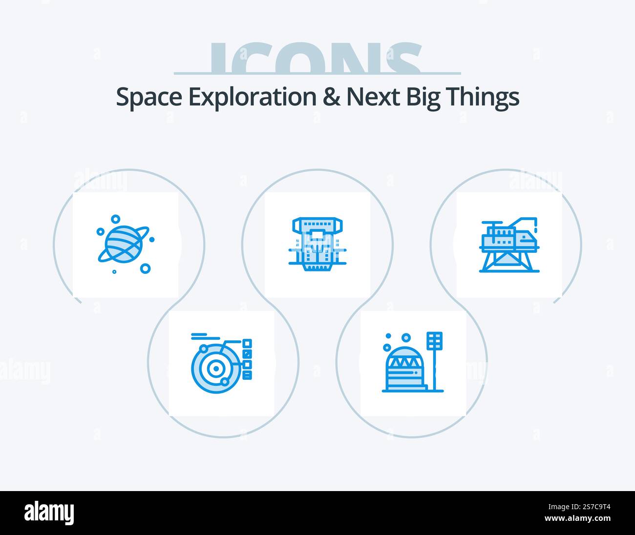 Space Exploration And Next Big Things Blue Icon Pack 5 Icon Design ...