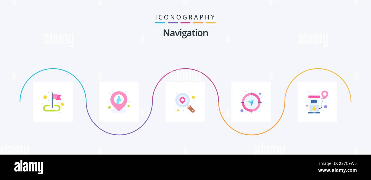 Navigation Flat 5 Icon Pack Including location. gps. location ...