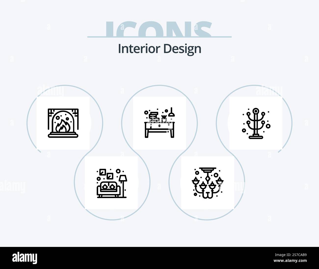 Interior Design Line Icon Pack 5 Icon Design. lamp. decorate. building ...