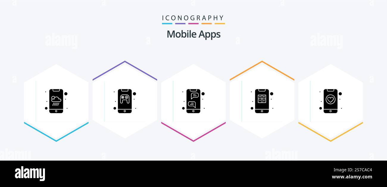 Mobile Apps 25 Glyph icon pack including app. calculator. app. apps. pp Stock Vector