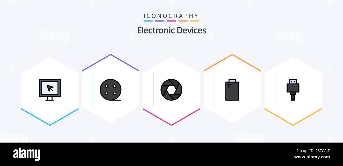 Devices 25 FilledLine icon pack including usb. file. camera. devices ...